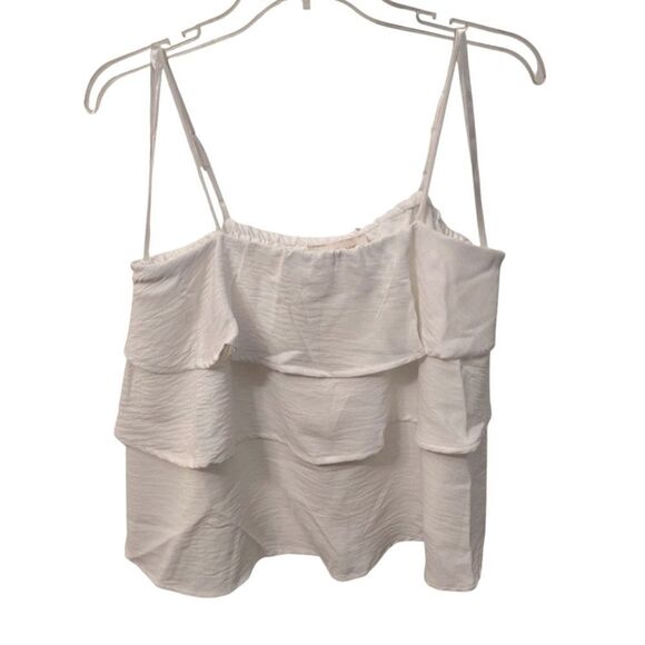 Monteau LA White Ruffle Tier Sleeveless Cami Tank Top Size XL NWT - Picture 6 of 11